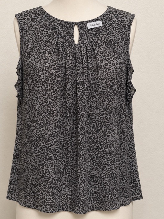 Calvin Klein Tops - Calvin Klein Gray & Black Animal Print Sleeveless Lightweight Top Size M